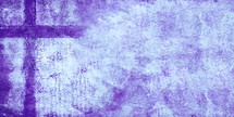 purple cross with purple and  light blue texture background with copy space