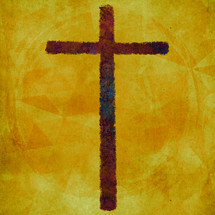  rough dark cross on grunge texture with triangles in square format