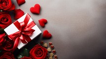 valentine day gift on white background red rose
