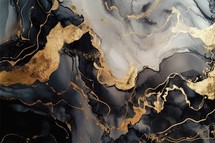 Black and Gold Waves Crack Texture Background