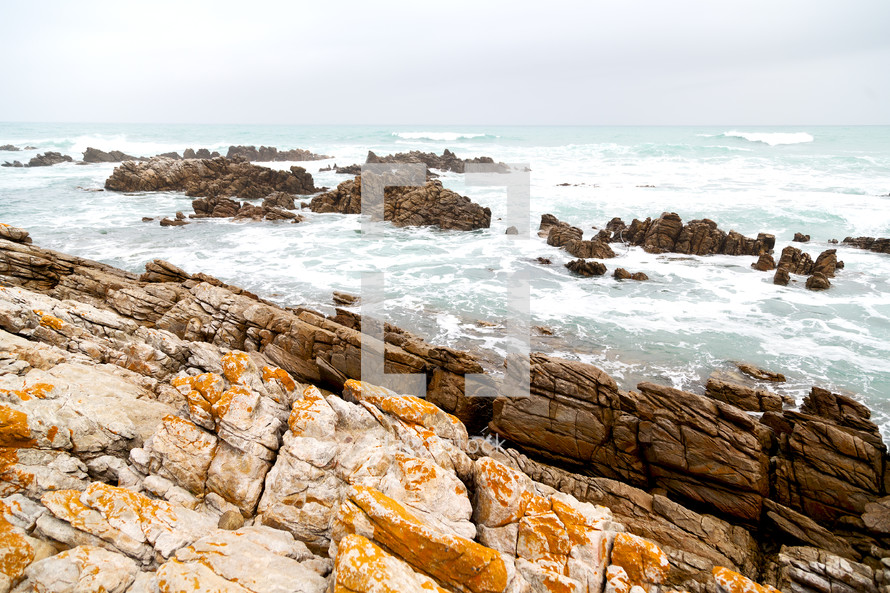 rocks along a shore in South Africa 