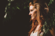 portrait and side profile of a woman outdoors 