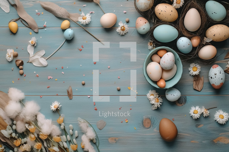 Easter flat-lay elements background