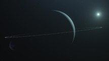 Orbiting around Uranus, Seventh Planet of the Solar System in Outer-space	