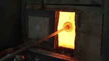 melting glass in a furnace 