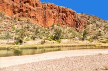 river and red rocks cliffs 