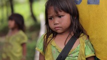 Sad Young Ethinc Asian Girl In Small Remote Village Indigenous
