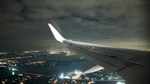 airplane landing at night 