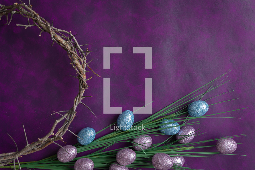 crown of thorns and Easter egg branches 
