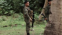 War Troops Asian Soldiers Walking Through Jungle Abuse Violence Trama Asia Myanmar Vietnam War Military Fatigues