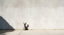 Rabbit On A White Wall With Shadows 