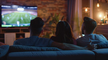 AI Generated Image. Friends at home watching International Sports Event via TV