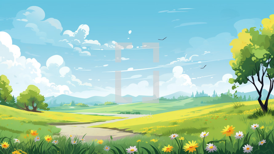 illustration of a simple sunny spring day