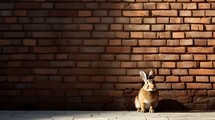 Easter Rabbit in Front of a City Brick Wall 