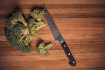 Cutting broccoli.