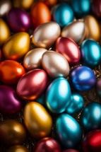 Assorted colored metallic Easter Eggs