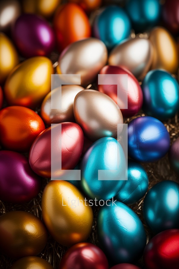 Assorted colored metallic Easter Eggs