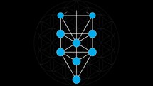 Kabbalah The 10 Sephirot of the Tree of Life on a Flower of Life Background