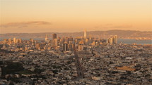 San Francisco skyline from day to night as seen from Twin Peak