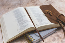 leather bound Bible and journal 