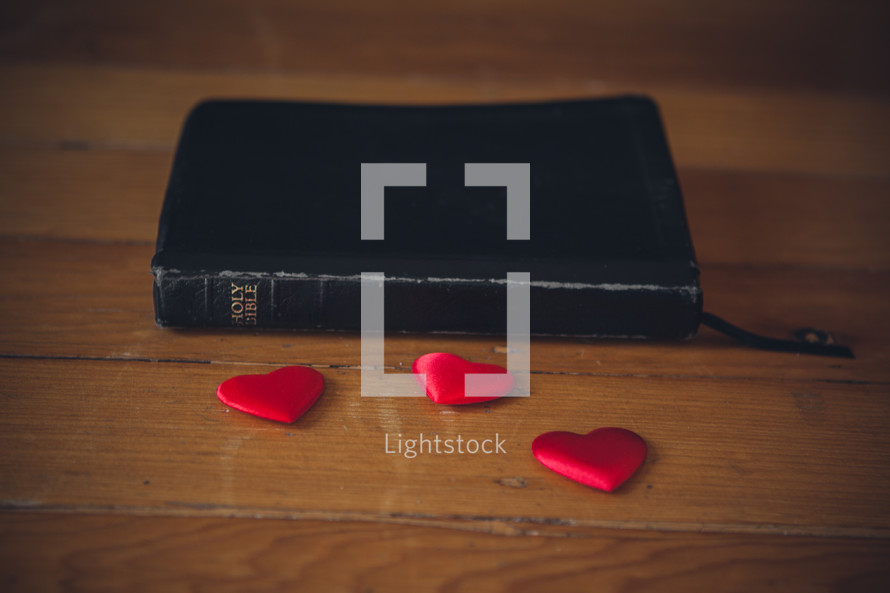 Bible and candy hearts