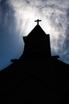 silhouette of a church 