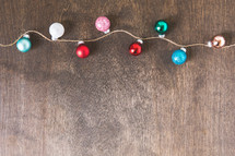 Christmas ornaments on string border