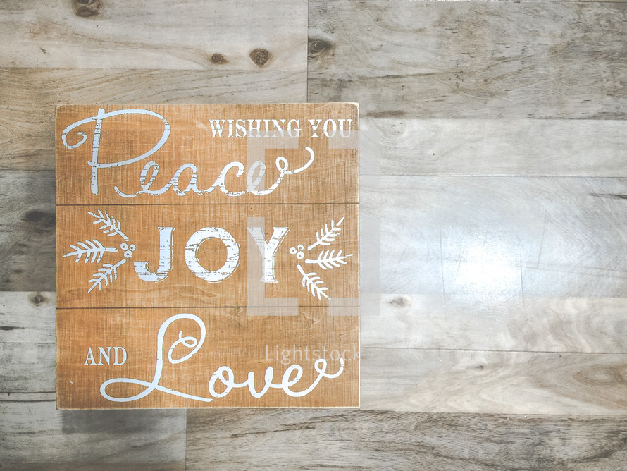 wishing you peace, joy, and love, wood sign 
