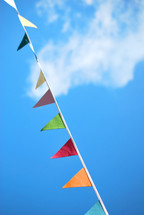 banners against a blue sky 