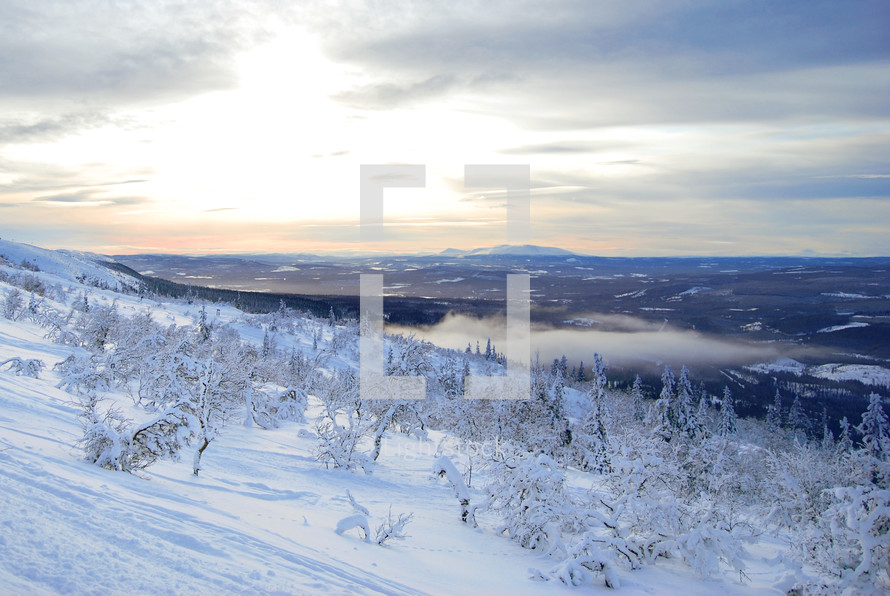 winter scene on a mountaintop 