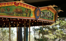 Detailed decorations and painting on an old carrousel.