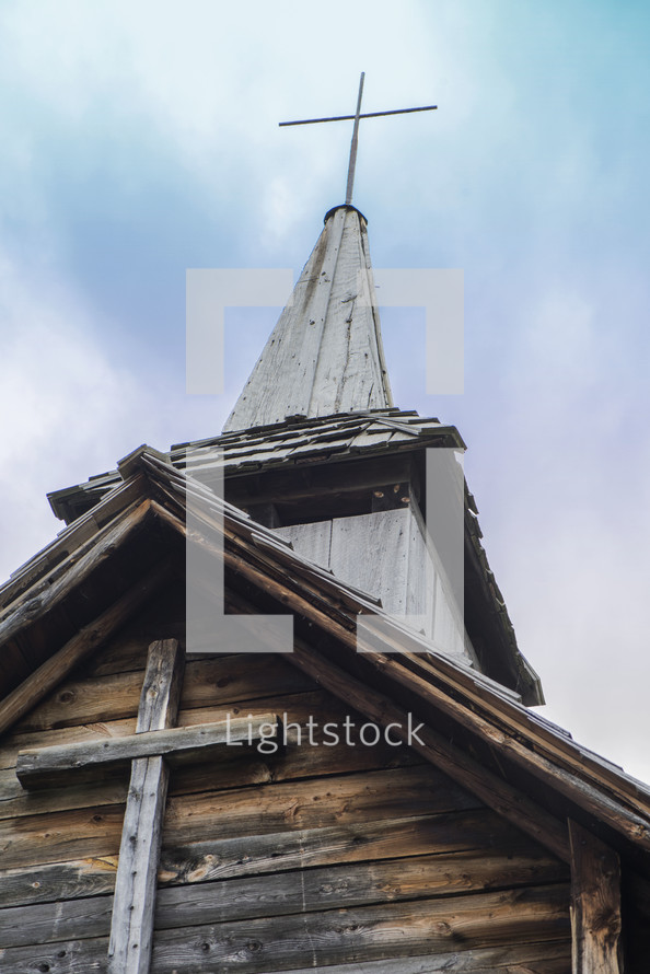 wooden church with steeple 
