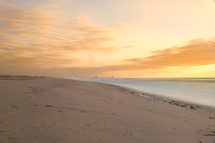 empty beach at sunset 
