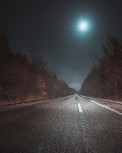 quiet road at night 