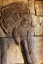 A stone carved elephant.