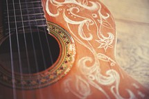 unique detail on an acoustic guitar 