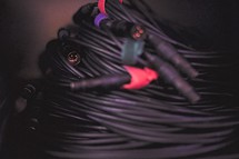 coiled black cables 