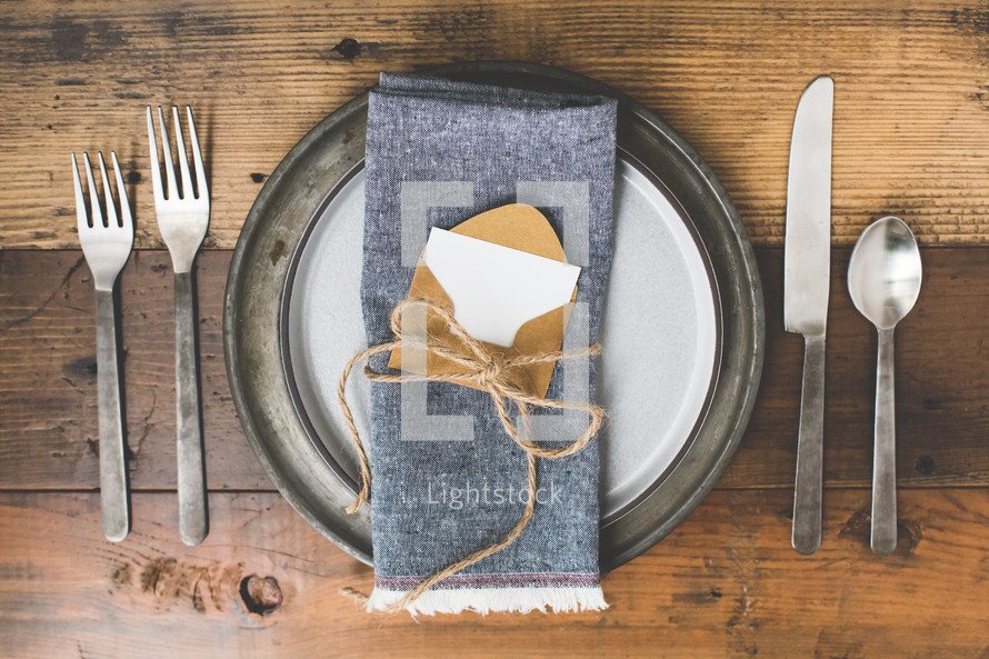 place setting with a card