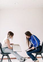 young women studying together 