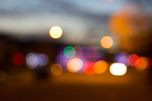 bokeh lights from vehicles at night 