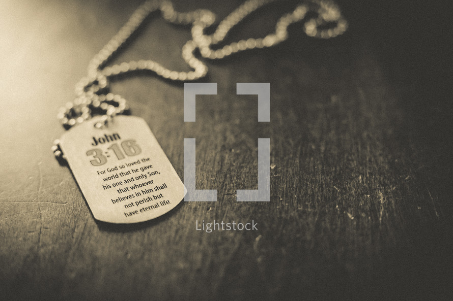 A dog tag with John 3:16