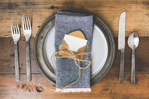 place setting with a card