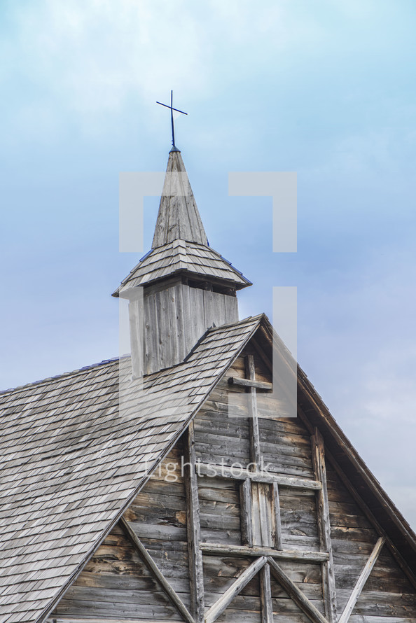 wooden church with steeple 