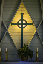 A cross on an altar 