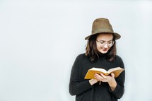 a woman reading a book 