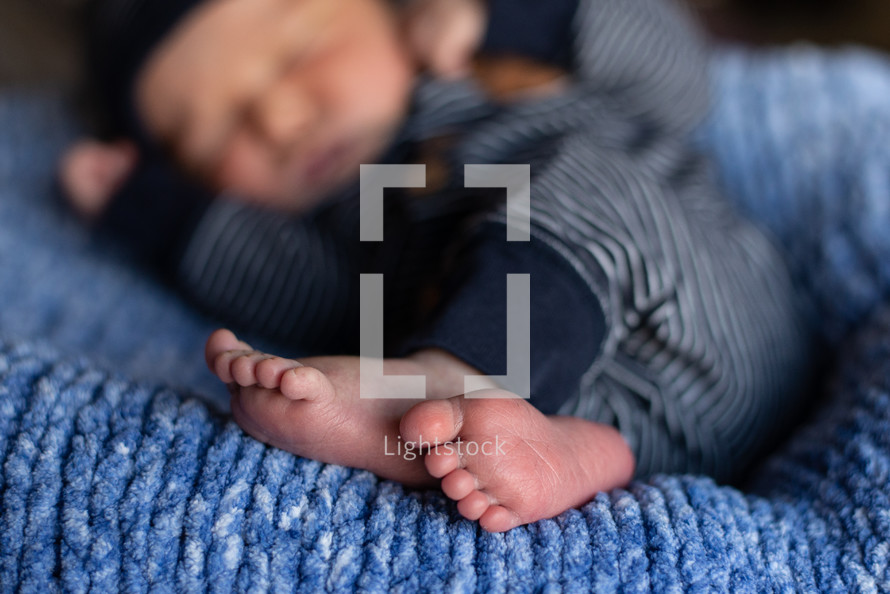 Newborn baby with focus on the feet