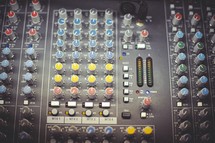controls on a sound board 