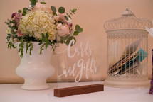 Cards and gifts sign at a wedding
