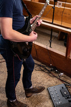 Guitar player in a worship band