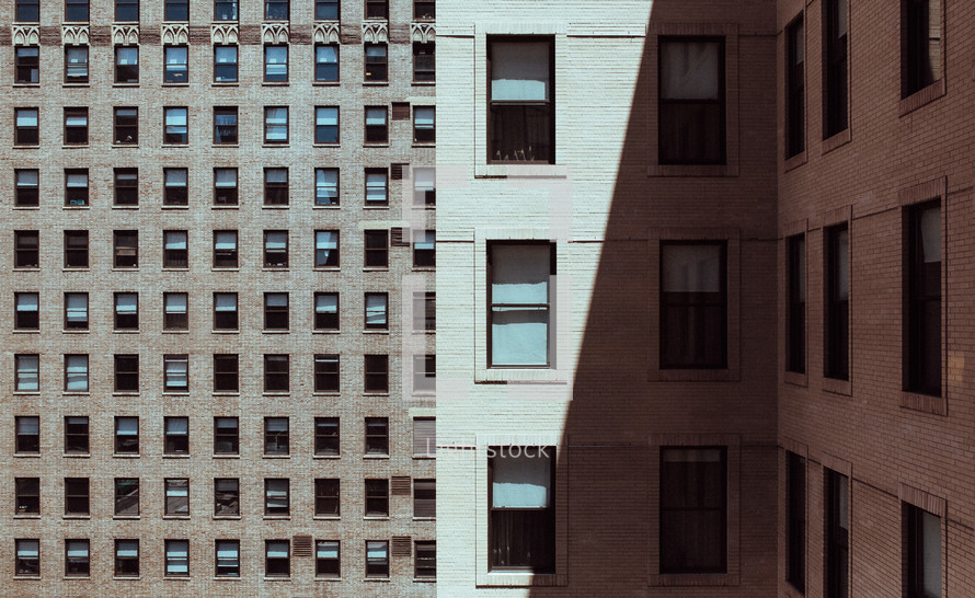 Windows in high rise buildings.